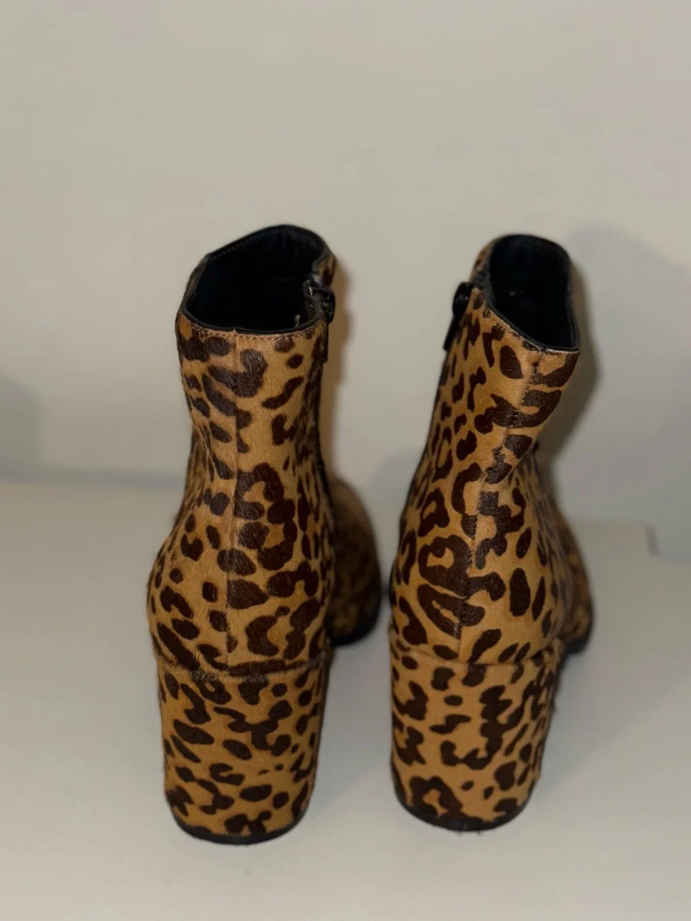 Steve Madden Jozie Leopard Print Ankle Boots - Women Size 8 Real Cow Fur